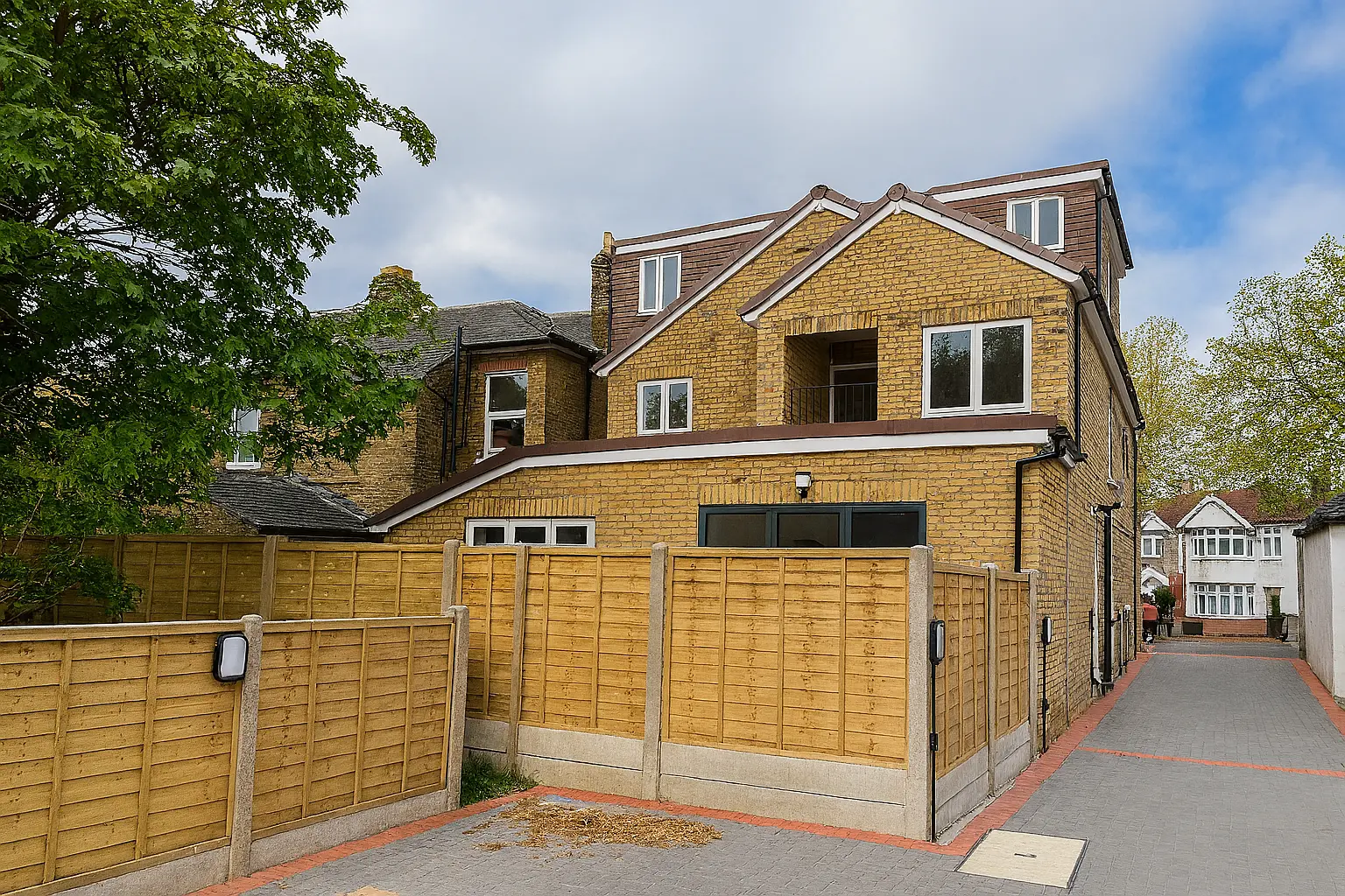 Rear of the house on Hanworth Road after the three-storey extension and conversion into four flats